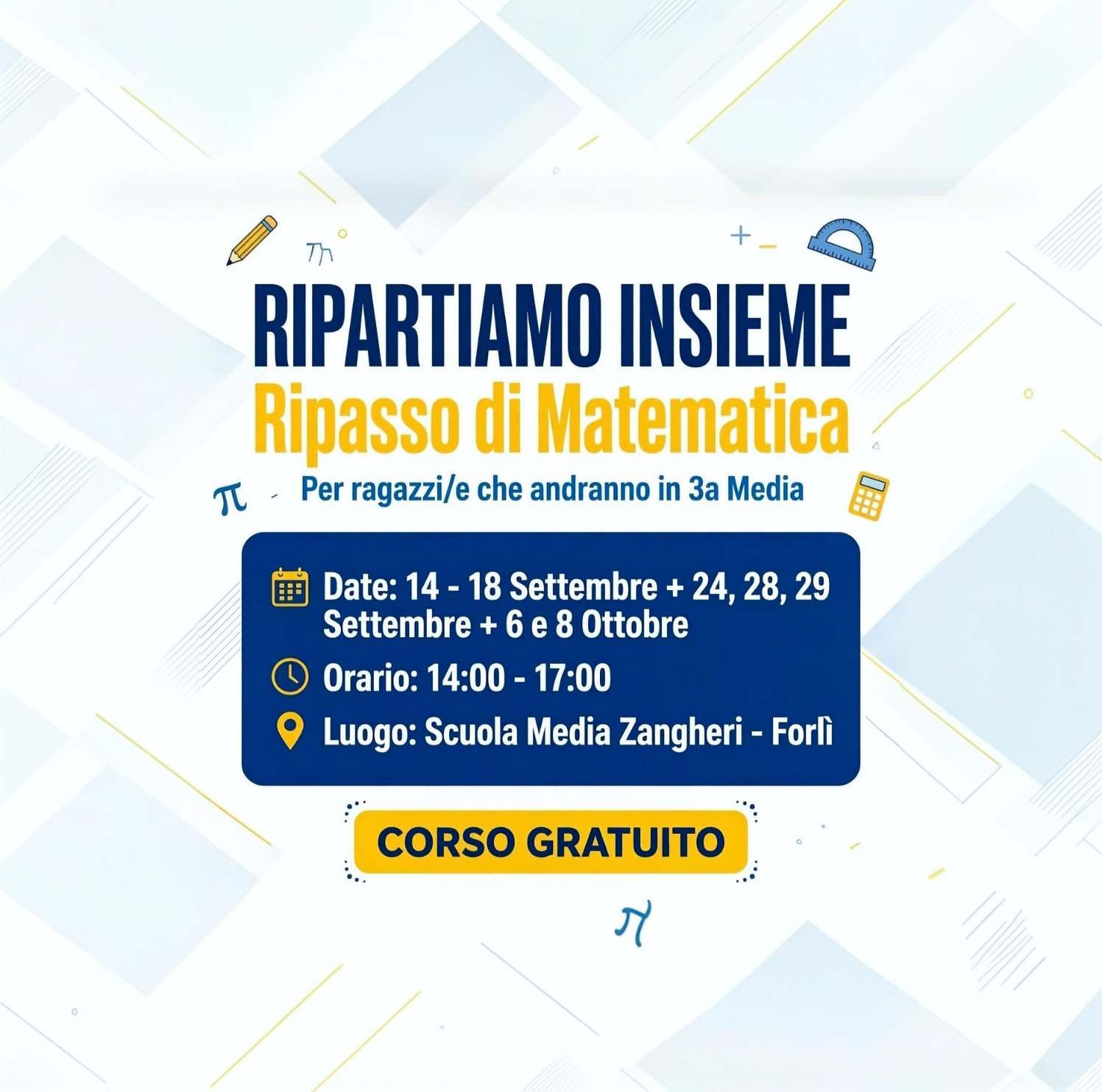 Ripartiamo insieme - Ripasso di Matematica